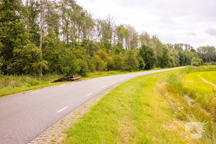 Oude schutting langs de weg gedumpt