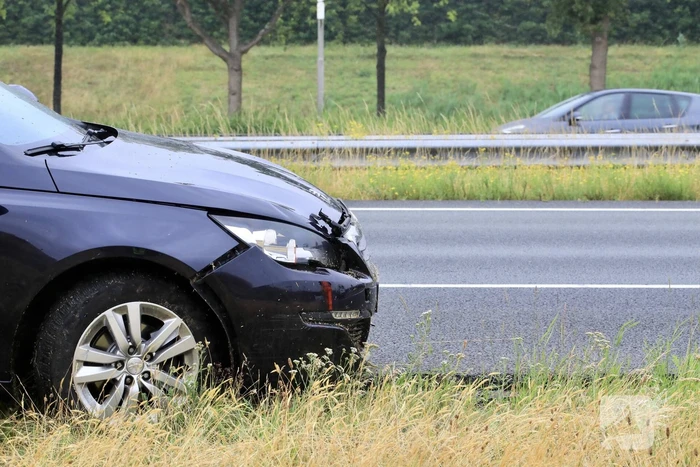 Gezin belandt met auto in de berm