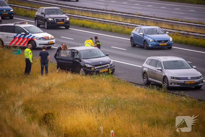 Gezin belandt met auto in de berm