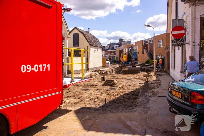 Gasleiding geraakt in opengebroken straat