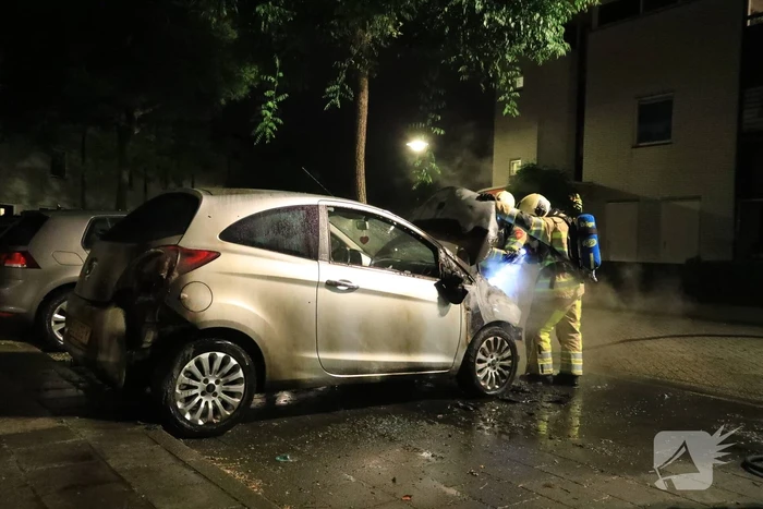 Auto verwoest door brand, daders slaan op de vlucht