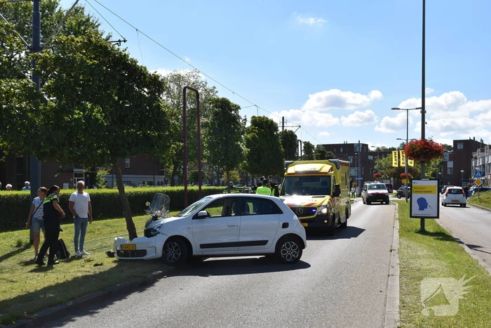 Auto raakt van de weg en knalt vol op boom