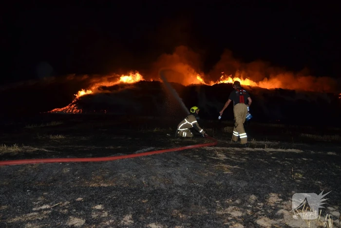 Grote stapel met wilgenhout vliegt in brand