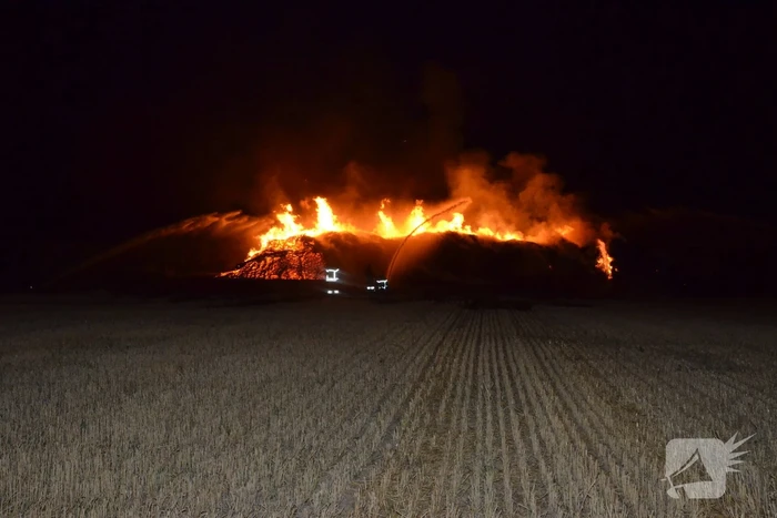 Grote stapel met wilgenhout vliegt in brand