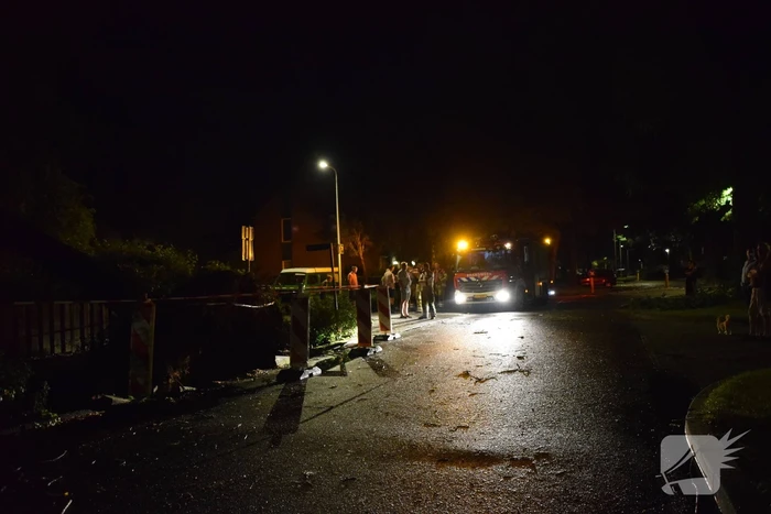 Boom valt op woning