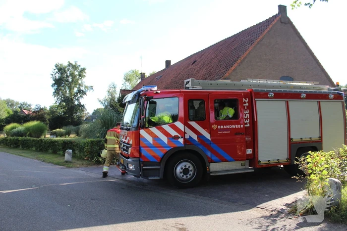 Top van boom breekt af en komt gevaarlijk boven de weg te hangen