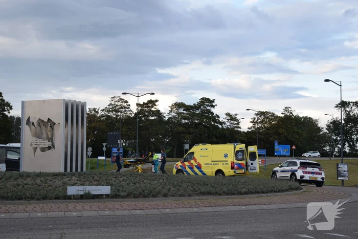Auto rijdt tegen kunstwerk op rotonde