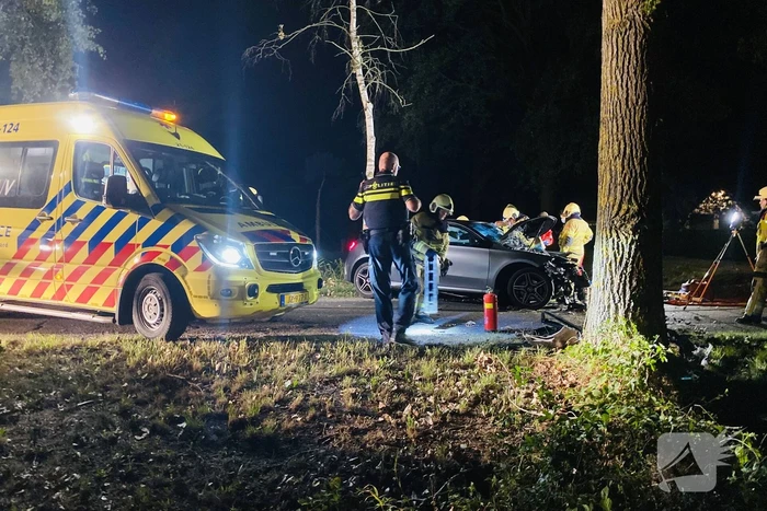 Bestuurder zwaargewond na crash tegen boom