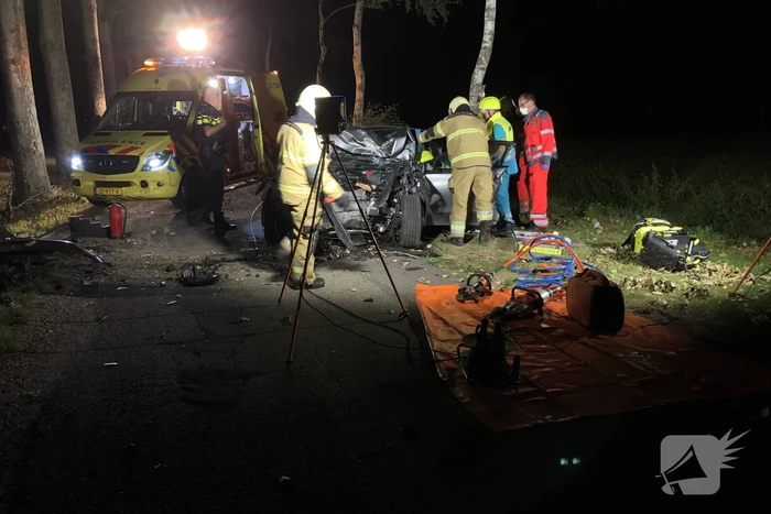 Bestuurder zwaargewond na crash tegen boom