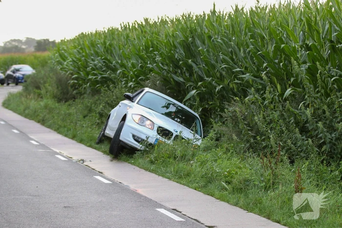 Auto vliegt uit de bocht en belandt in sloot