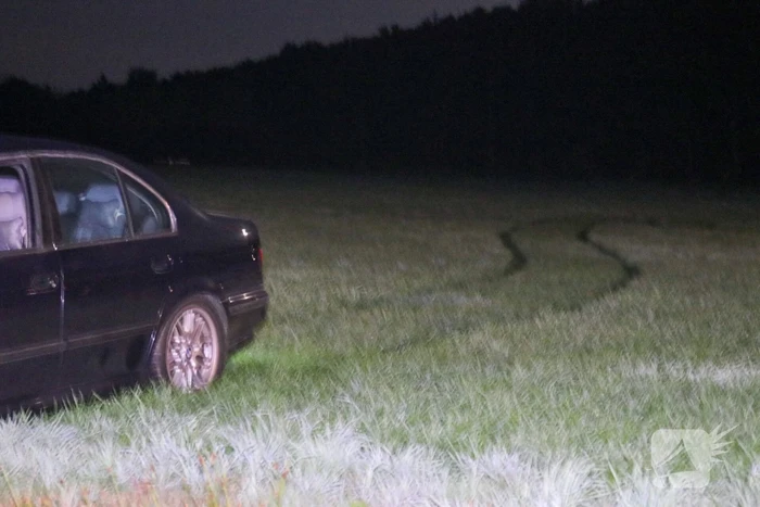 Auto crasht in weiland, bestuurder gevlucht