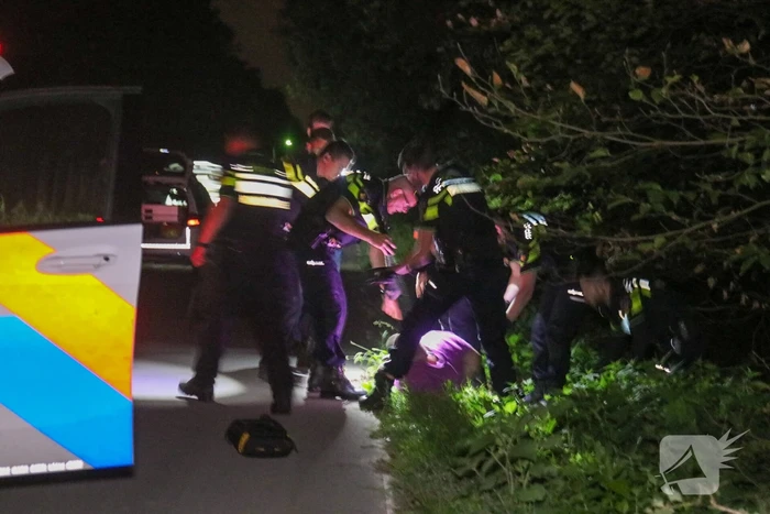 Auto crasht in weiland, bestuurder gevlucht