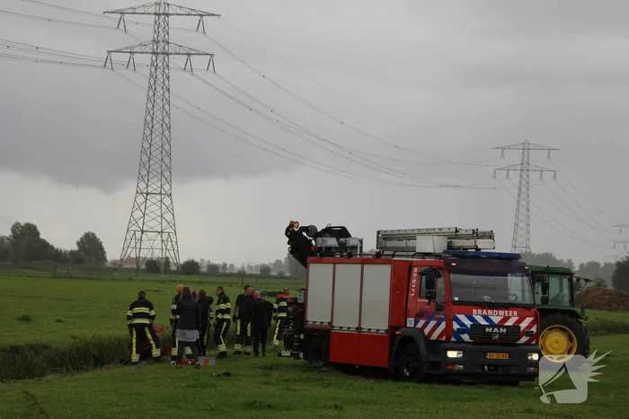 Paard vast in sloot, brandweer bevrijdt het dier