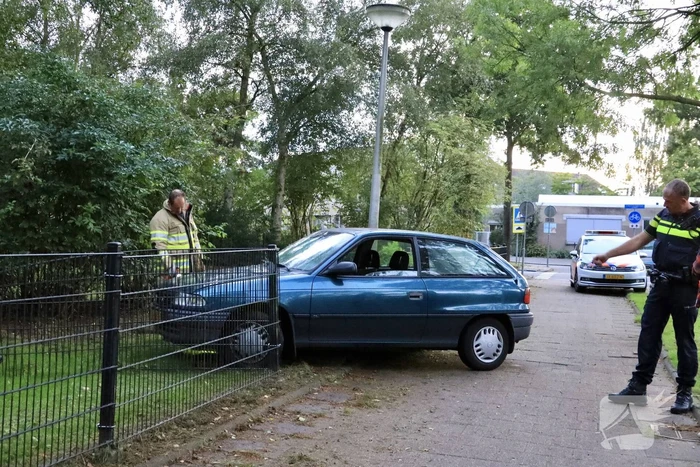 Auto ramt hekwerk hondenuitlaatplek