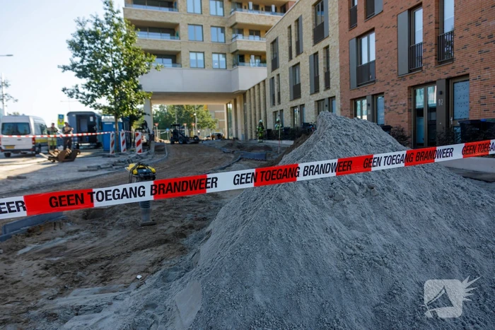 Gaslek ontstaan tijdens bestratingswerkzaamheden