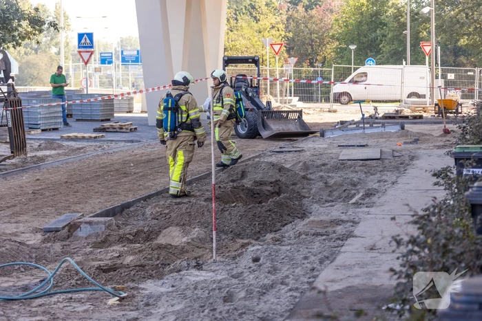 Gaslek ontstaan tijdens bestratingswerkzaamheden