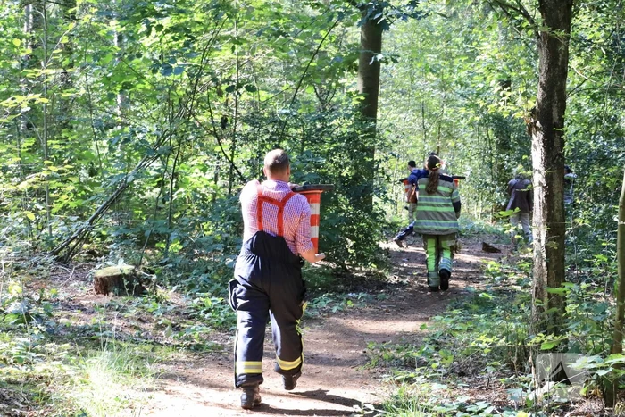 Brandweer blust brand met pionnen