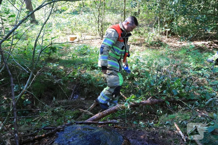 Brandweer blust brand met pionnen