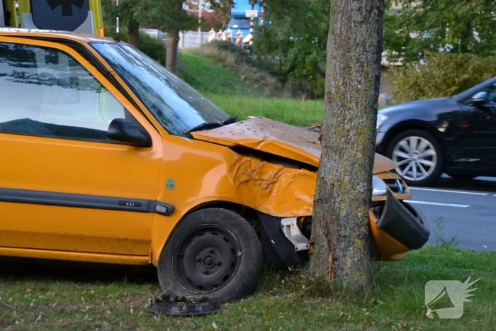 Twee personen gewond na botsing tegen boom