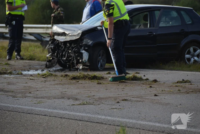 Auto crasht tegen de vangrail op de N355