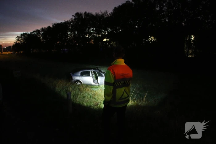 Auto belandt onderaan talud na schrikreactie