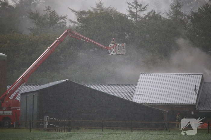 Grote brand in varkensstal gepaard met veel rook