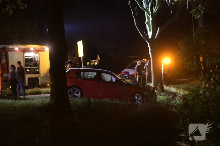 Automobilist verliest macht over het stuur en raakt boom
