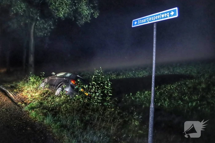 Auto in sloot, bestuurder spoorloos