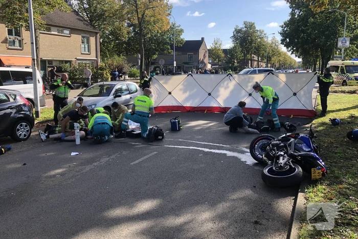 Ernstig ongeval tussen motor en motorscooter