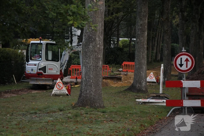 Gasleiding geraakt bij graafwerkzaamheden