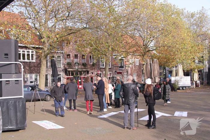 Demonstratie voor de vrijheid bij Onze Lieve Vrouwetoren