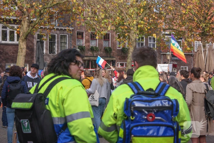 Demonstratie voor de vrijheid bij Onze Lieve Vrouwetoren