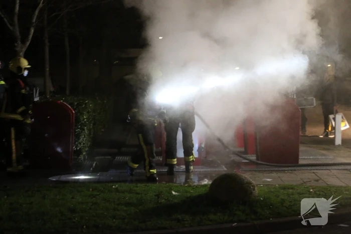 Ondergrondse container in brand