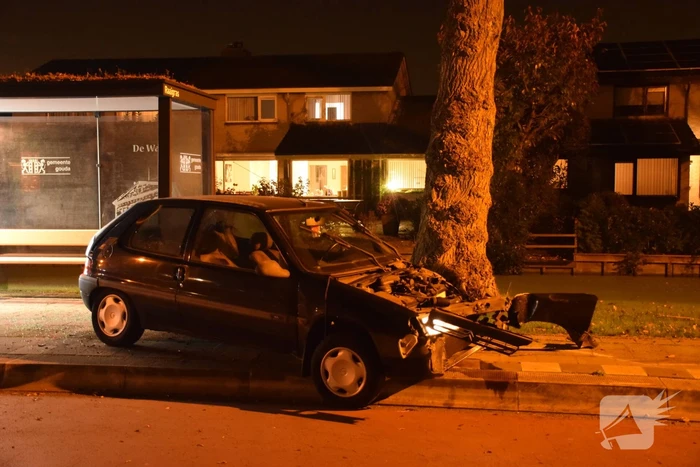 Auto vliegt uit de bocht en raakt lantaarnpaal