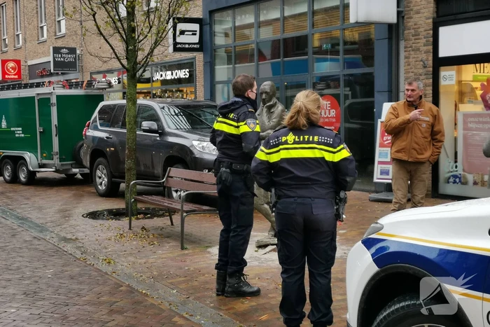 Bronzen beeld Herr Heinrich van sokkel gereden