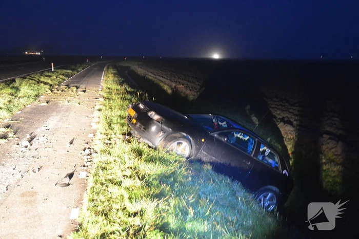 Auto eindigt in de sloot