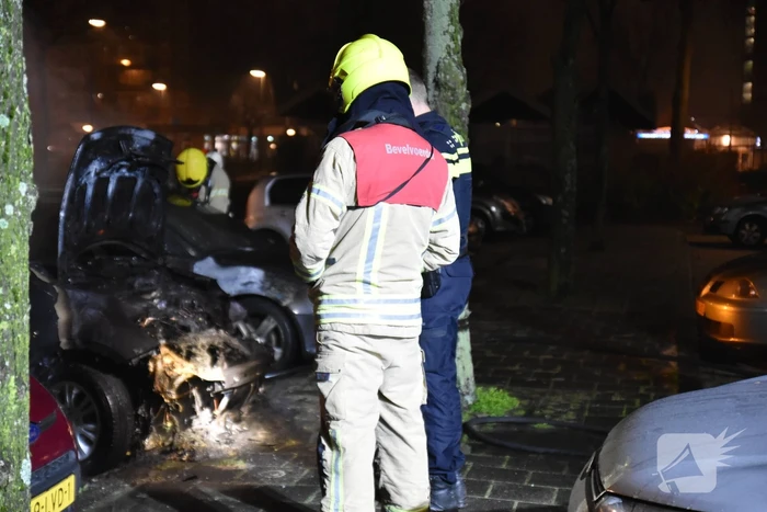 Auto volledig uitgebrand op parkeerplaats