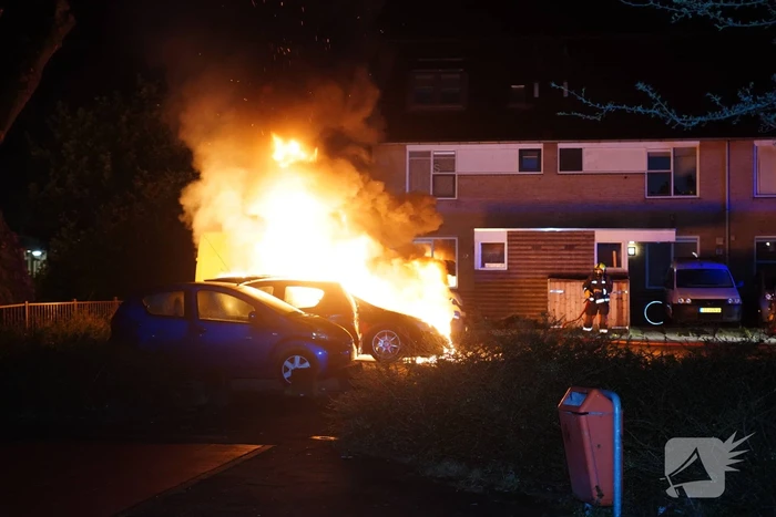 Twee auto's volledig uitgebrand