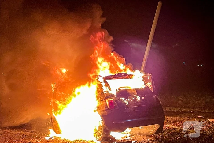 Auto met lachgas in brand bij ongeval
