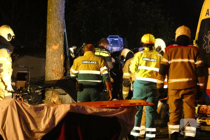 Auto knalt frontaal tegen boom