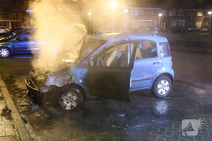 Geparkeerde auto in lichterlaaie