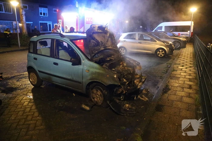 Geparkeerde auto in lichterlaaie