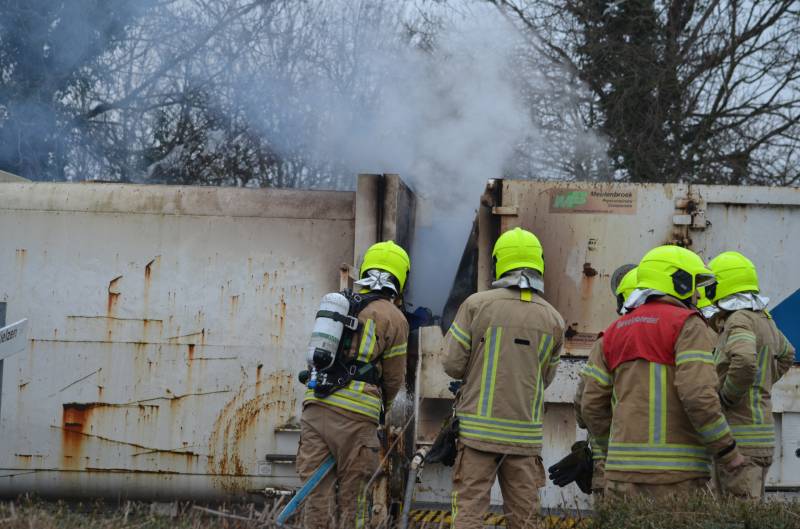 Brand in container bij afvalverwerker