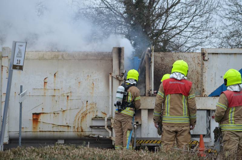 Brand in container bij afvalverwerker