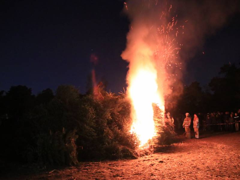 Jaarlijkse kerstboomverbranding druk bezocht