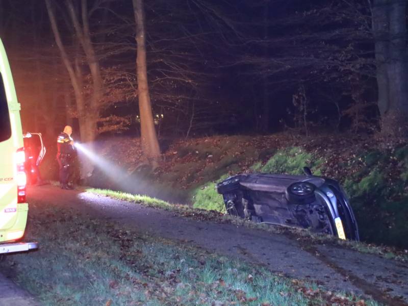 Auto belandt in de sloot