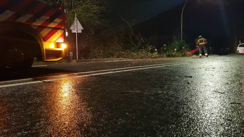 boom valt omver en blokkeert fietspad