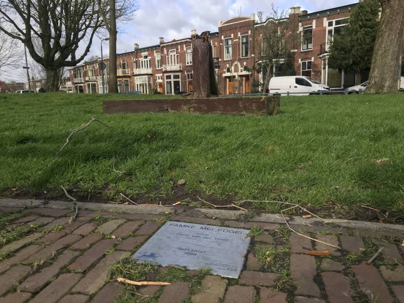 Kunstwerk Famke Mei Fugel heeft storm Ciara niet overleefd