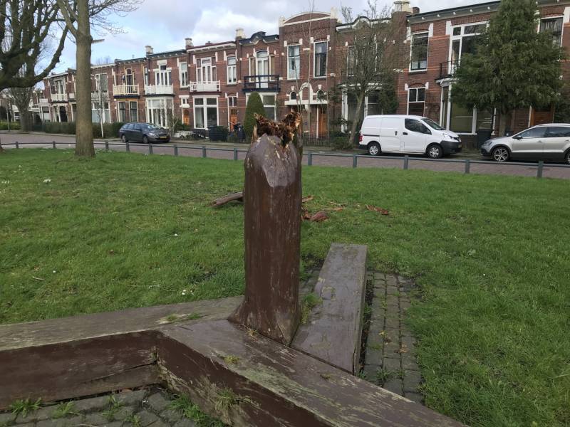 Kunstwerk Famke Mei Fugel heeft storm Ciara niet overleefd