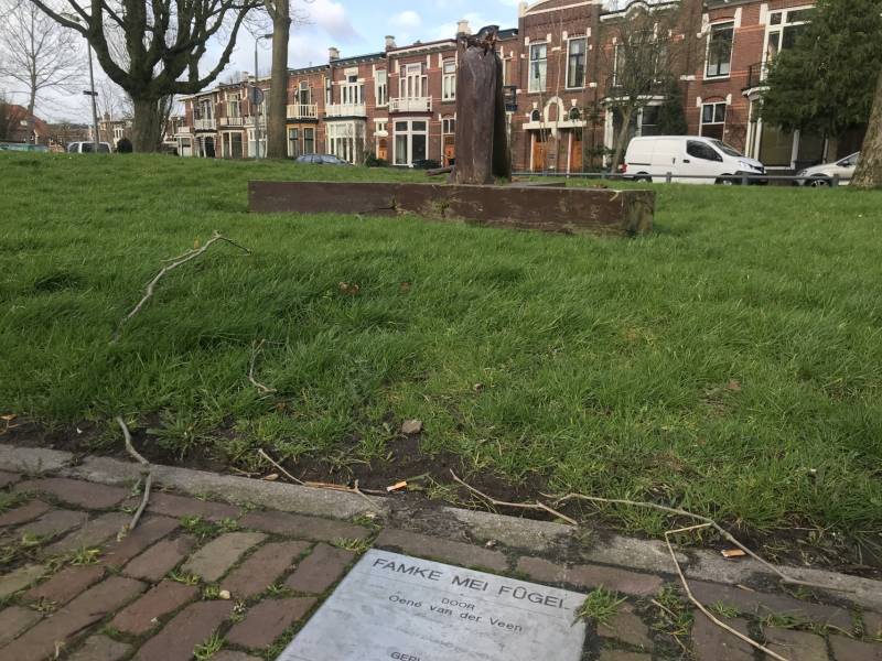 Kunstwerk Famke Mei Fugel heeft storm Ciara niet overleefd